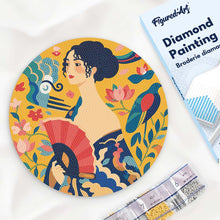Load image into Gallery viewer, Diamond Painting on Wood Slice - Lady with a Fan - Klimt Figured'Art UK
