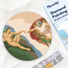 Load image into Gallery viewer, Diamond Painting on Wood Slice - The Creation of Adam - Michelangelo Figured'Art UK
