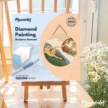 Load image into Gallery viewer, Diamond Painting on Wood Slice - The Creation of Adam - Michelangelo