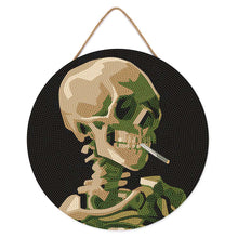 Load image into Gallery viewer, Diamond Painting on Wood Slice - Van Gogh - Skull with Burning Cigarette