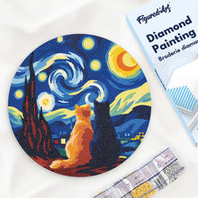 Load image into Gallery viewer, Diamond Painting on Wood Slice - Starry Night Companions Figured'Art UK