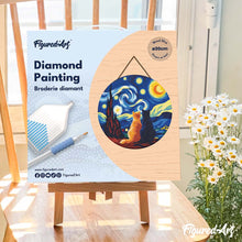 Load image into Gallery viewer, Diamond Painting on Wood Slice - Starry Night Companions