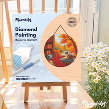 Load image into Gallery viewer, Diamond Painting on Wood Slice - Cat's Autumn View