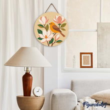 Load image into Gallery viewer, Diamond Painting on Wood Slice - Magnolia Songbird
