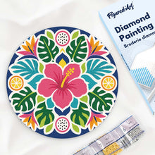 Load image into Gallery viewer, Diamond Painting on Wood Slice - Hibiscus Mandala Figured'Art UK