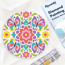 Load image into Gallery viewer, Diamond Painting on Wood Slice - Butterfly Mandala Figured'Art UK