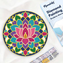 Load image into Gallery viewer, Diamond Painting on Wood Slice - Lotus Mandala Figured'Art UK