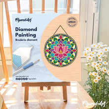 Load image into Gallery viewer, Diamond Painting on Wood Slice - Lotus Mandala