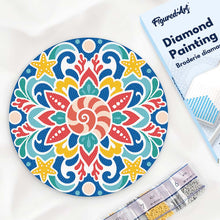 Load image into Gallery viewer, Diamond Painting on Wood Slice - Seashell Mandala Figured'Art UK