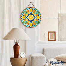 Load image into Gallery viewer, Diamond Painting on Wood Slice - Citrus Mandala