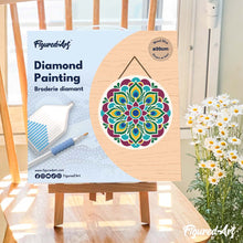Load image into Gallery viewer, Diamond Painting on Wood Slice - Peacock Mandala