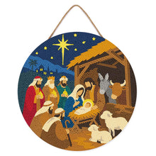 Load image into Gallery viewer, Diamond Painting on Wood Slice - Christmas Nativity