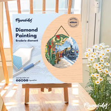 Load image into Gallery viewer, Diamond Painting on Wood Slice - Holiday Train Escape