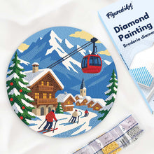 Load image into Gallery viewer, Diamond Painting on Wood Slice - Alpine Winter Holiday Figured'Art UK