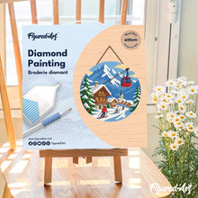 Load image into Gallery viewer, Diamond Painting on Wood Slice - Alpine Winter Holiday