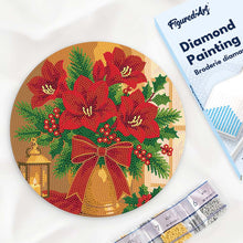 Load image into Gallery viewer, Diamond Painting on Wood Slice - Christmas Poinsettias Figured'Art UK