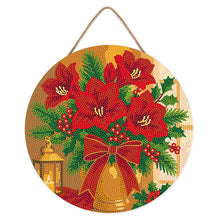 Load image into Gallery viewer, Diamond Painting on Wood Slice - Christmas Poinsettias