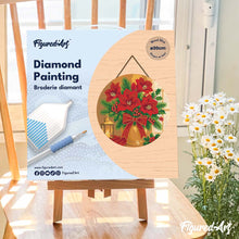 Load image into Gallery viewer, Diamond Painting on Wood Slice - Christmas Poinsettias