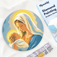 Load image into Gallery viewer, Diamond Painting on Wood Slice - Mary's Embrace Figured'Art UK