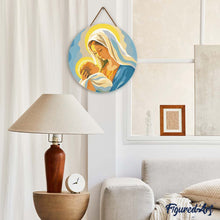 Load image into Gallery viewer, Diamond Painting on Wood Slice - Mary's Embrace