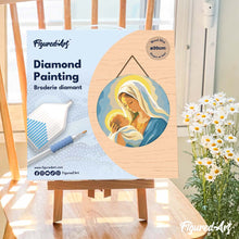 Load image into Gallery viewer, Diamond Painting on Wood Slice - Mary's Embrace