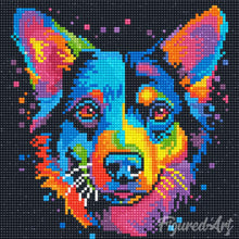 Load image into Gallery viewer, Mini Diamond Painting 25x25cm - Neon Dog Abstract Pop Art