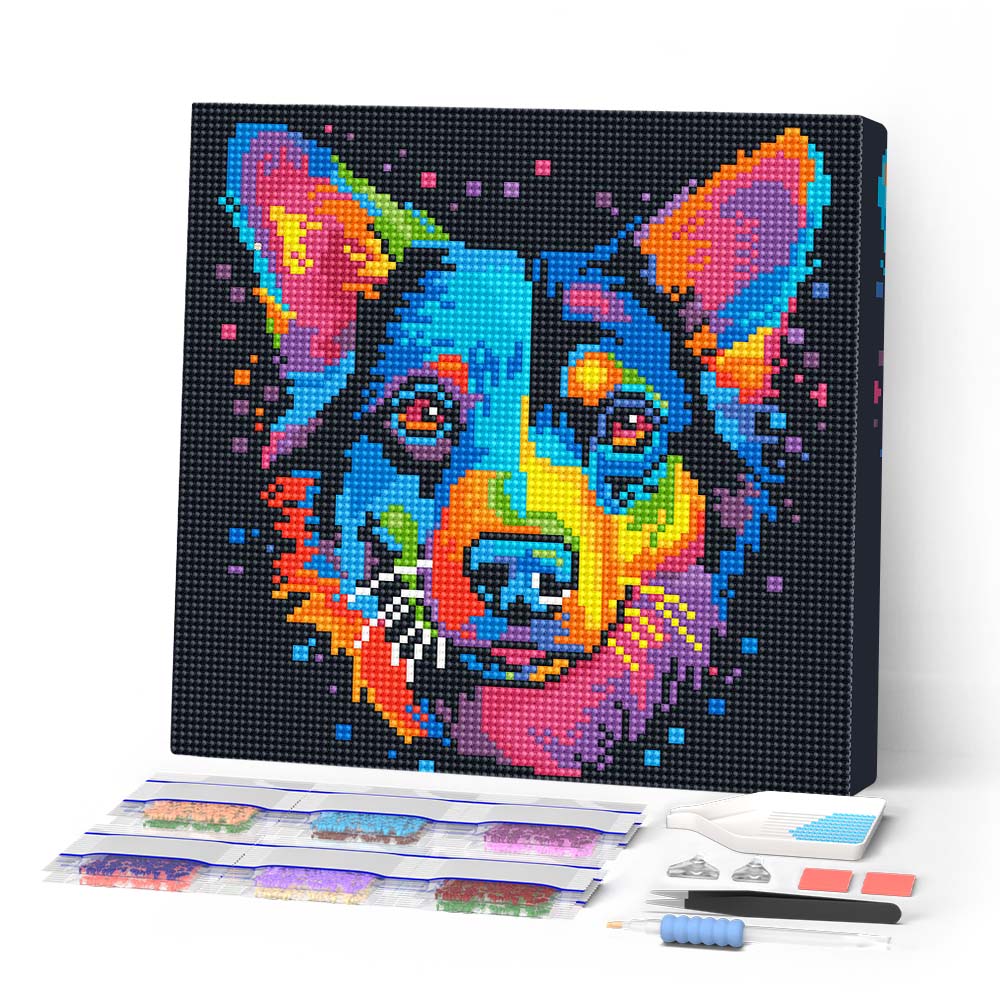 Mini Diamond Painting 25x25cm - Neon Dog Abstract Pop Art small