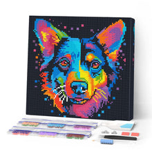 Load image into Gallery viewer, Mini Diamond Painting 25x25cm - Neon Dog Abstract Pop Art Figured'Art UK