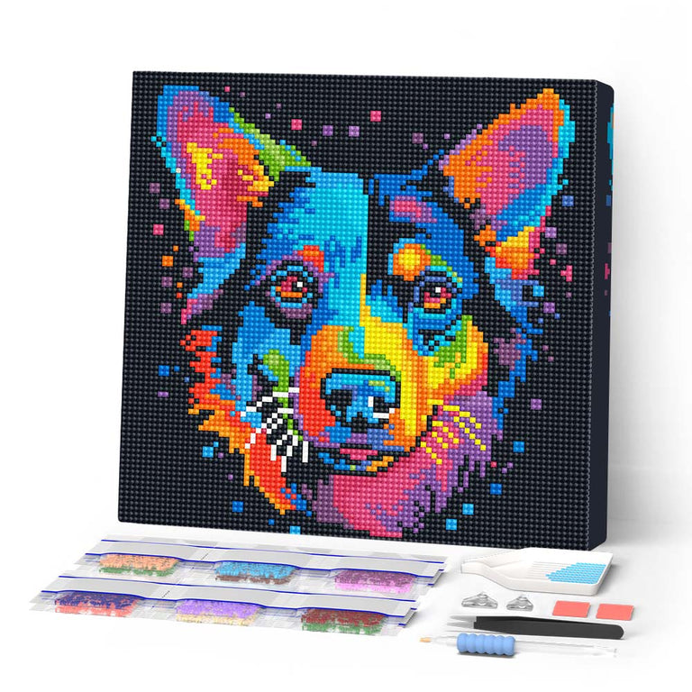 Mini Diamond Painting 25x25cm - Neon Dog Abstract Pop Art small