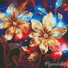 Load image into Gallery viewer, Mini Diamond Painting 25x25cm - Shiny Golden Flowers
