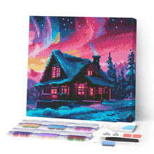 Load image into Gallery viewer, Mini Diamond Painting 25x25cm - House under Aurora Sky Figured'Art UK