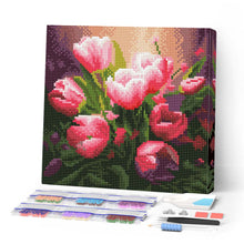 Load image into Gallery viewer, Mini Diamond Painting 25x25cm - Pretty Pink Tulips Figured'Art UK