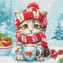 Load image into Gallery viewer, Mini Diamond Painting 25x25cm - Cute cat in Red Scarf