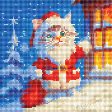 Load image into Gallery viewer, Mini Diamond Painting 25x25cm - Santa Kitty