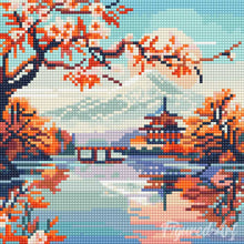 Load image into Gallery viewer, Mini Diamond Painting 25x25cm - Lake and Mount Fuji