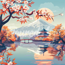 Load image into Gallery viewer, Mini Diamond Painting 25x25cm - Lake and Mount Fuji Figured'Art UK