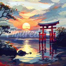 Load image into Gallery viewer, Mini Diamond Painting 25x25cm - Torii Gate at Sunset Figured'Art UK