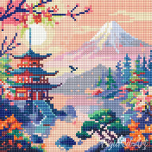 Load image into Gallery viewer, Mini Diamond Painting 25x25cm - Pagoda and Mount Fuji