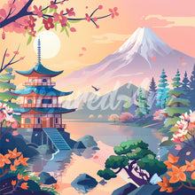 Load image into Gallery viewer, Mini Diamond Painting 25x25cm - Pagoda and Mount Fuji Figured'Art UK