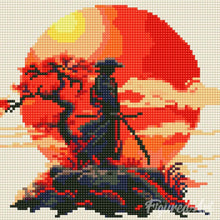 Load image into Gallery viewer, Mini Diamond Painting 25x25cm - Samurai at Sunset