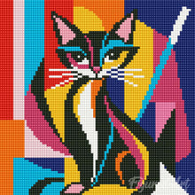 Load image into Gallery viewer, Mini Diamond Painting 25x25cm - Bold Abstract Cat