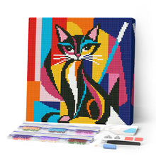 Load image into Gallery viewer, Paint by numbers kit for adults Mini Diamond Painting 25x25cm - Bold Abstract Cat Figured'Art UK