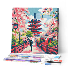 Load image into Gallery viewer, Paint by numbers kit for adults Mini Diamond Painting 25x25cm - Kyoto in Bloom Figured'Art UK