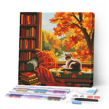 Load image into Gallery viewer, Mini Diamond Painting 25x25cm for adults - Cat's Autumn View Figured'Art UK