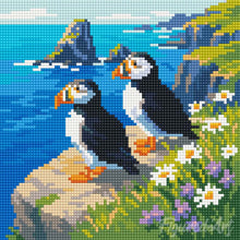 Load image into Gallery viewer, Mini Diamond Painting 25x25cm - Puffin by the Ocean Cliffs