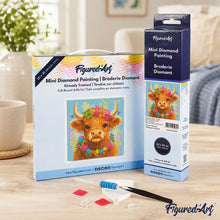 Load image into Gallery viewer, Mini Diamond Painting 25x25cm - Highland Cow Garden Queen