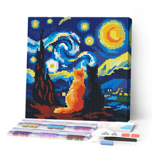 Load image into Gallery viewer, Paint by numbers kit for adults Mini Diamond Painting 25x25cm - Starry Night Companions Figured'Art UK