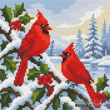 Load image into Gallery viewer, Mini Diamond Painting 25x25cm - Winter Cardinals
