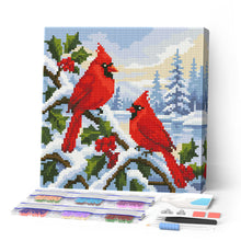 Load image into Gallery viewer, Paint by numbers kit for adults Mini Diamond Painting 25x25cm - Winter Cardinals Figured'Art UK