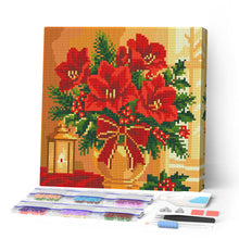 Load image into Gallery viewer, Paint by numbers kit for adults Mini Diamond Painting 25x25cm - Christmas Poinsettias Figured'Art UK